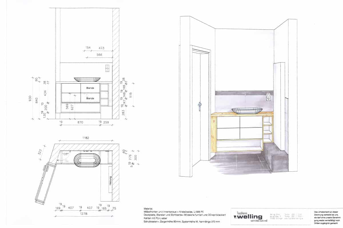 einbauschrank-goettingen-tischlerei-welling-planung-waschtisch Planungszeichnung eines Waschtischs von der Tischlerei Welling in Göttingen